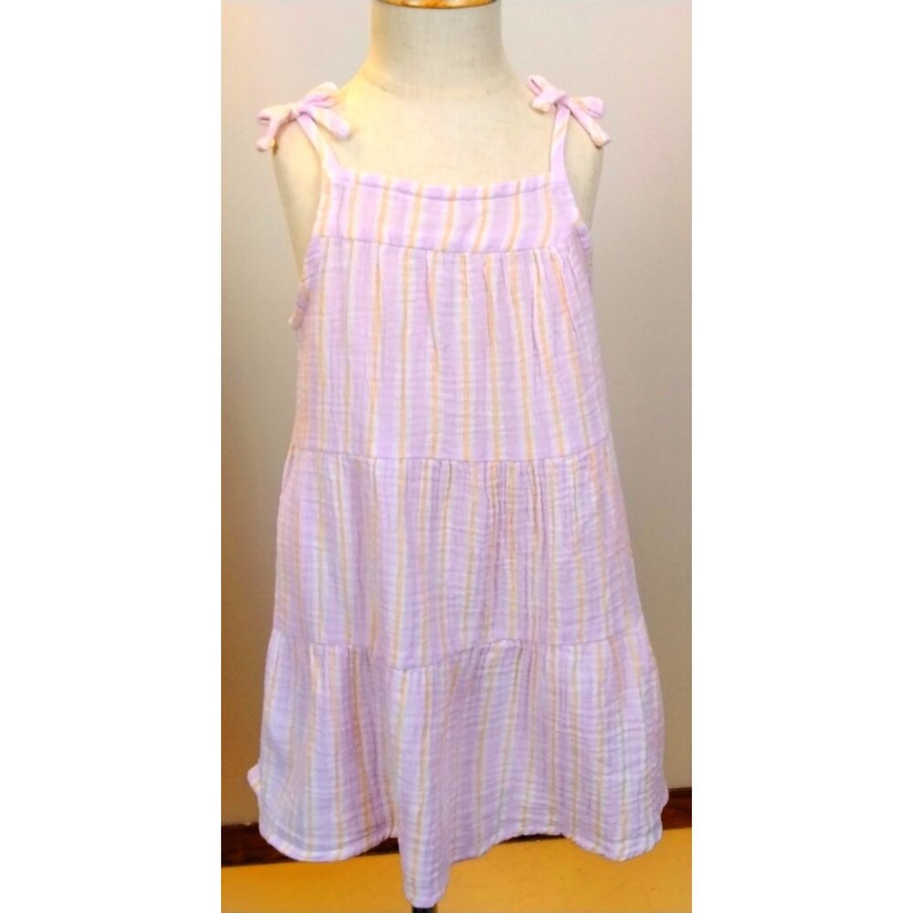 Cat & Jack Toddler Girls Sundress Dress 3T Lavender & Yellow Pinstripe Adorable